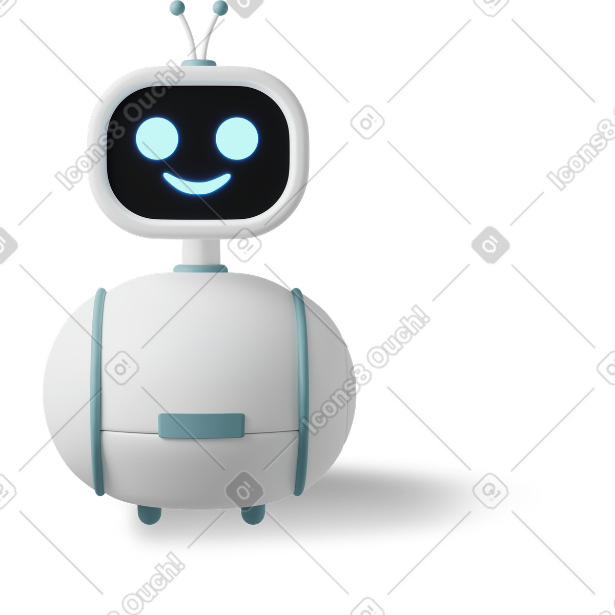 Ilustración Robot smile front en estilo 3D Casual life a descargar en PNG y SVG
