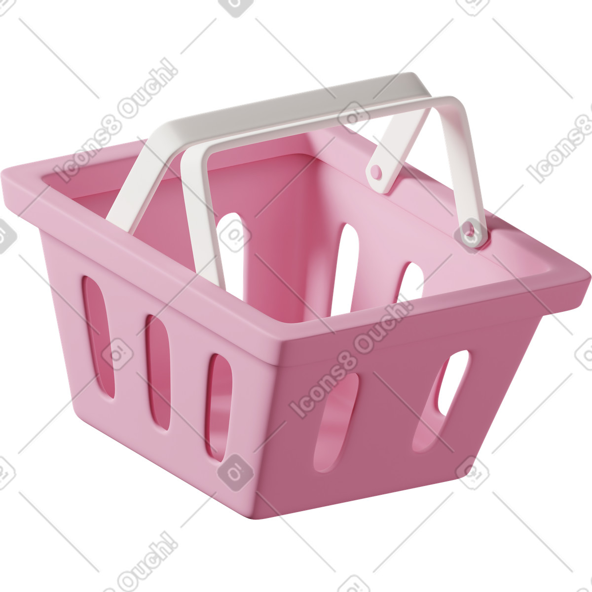 Pink plastic shopping basket-Illustration im 3D Casual life-Stil als Download in PNG, SVG