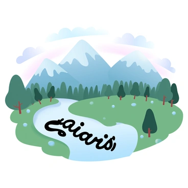 A vast landscape featuring majestic mountains with peaks that curve and align to create the shapes of letters. Below these mountains, a winding river flows, its banks shaped in a way that spells out additional words. Lush greenery surrounds the river and mountains, with trees positioned strategically to enhance the letter formations. The sky above transitions through gradient pastel colors, with soft clouds drifting gently. The overall scene harmonizes nature and text in a seamless integration.