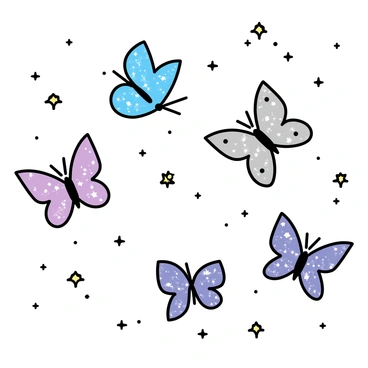 Butterflies made of stardust gracefully floating through space
