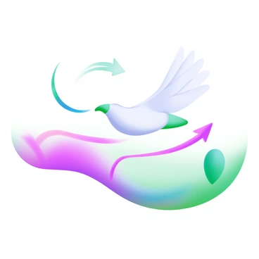 An abstract logo of a shuttlecock in flight with swooshing lines to convey motion.