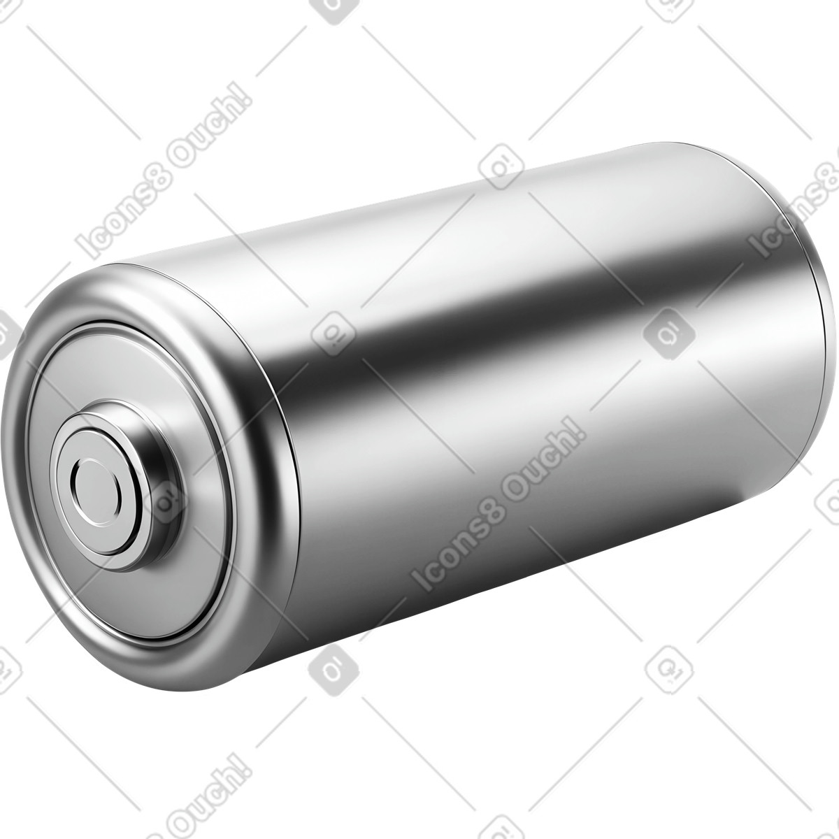 Silbermetallische elektrische batterie-Illustration im Chromed-Stil als Download in PNG, SVG