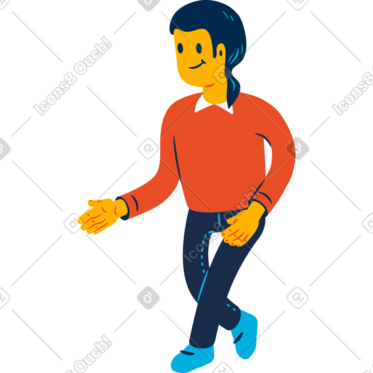 Ilustración Hombre caminando en estilo Flame a descargar en PNG y SVG