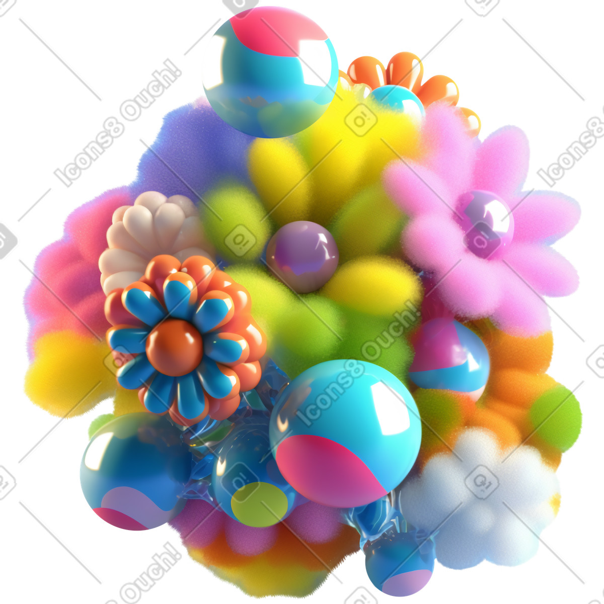 Abstract flower composition illustration in Experimental style download in PNG, SVG