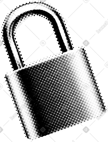 Steel lock illustration in PNG, SVG