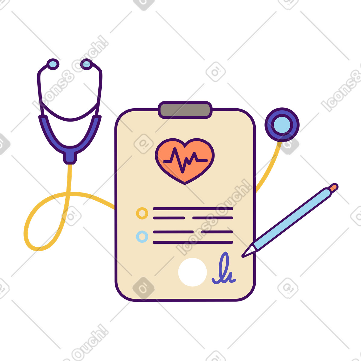 Healthcare contract or agreement, Medical consent insurance-Illustration im Simplistic-Stil als Download in PNG, SVG