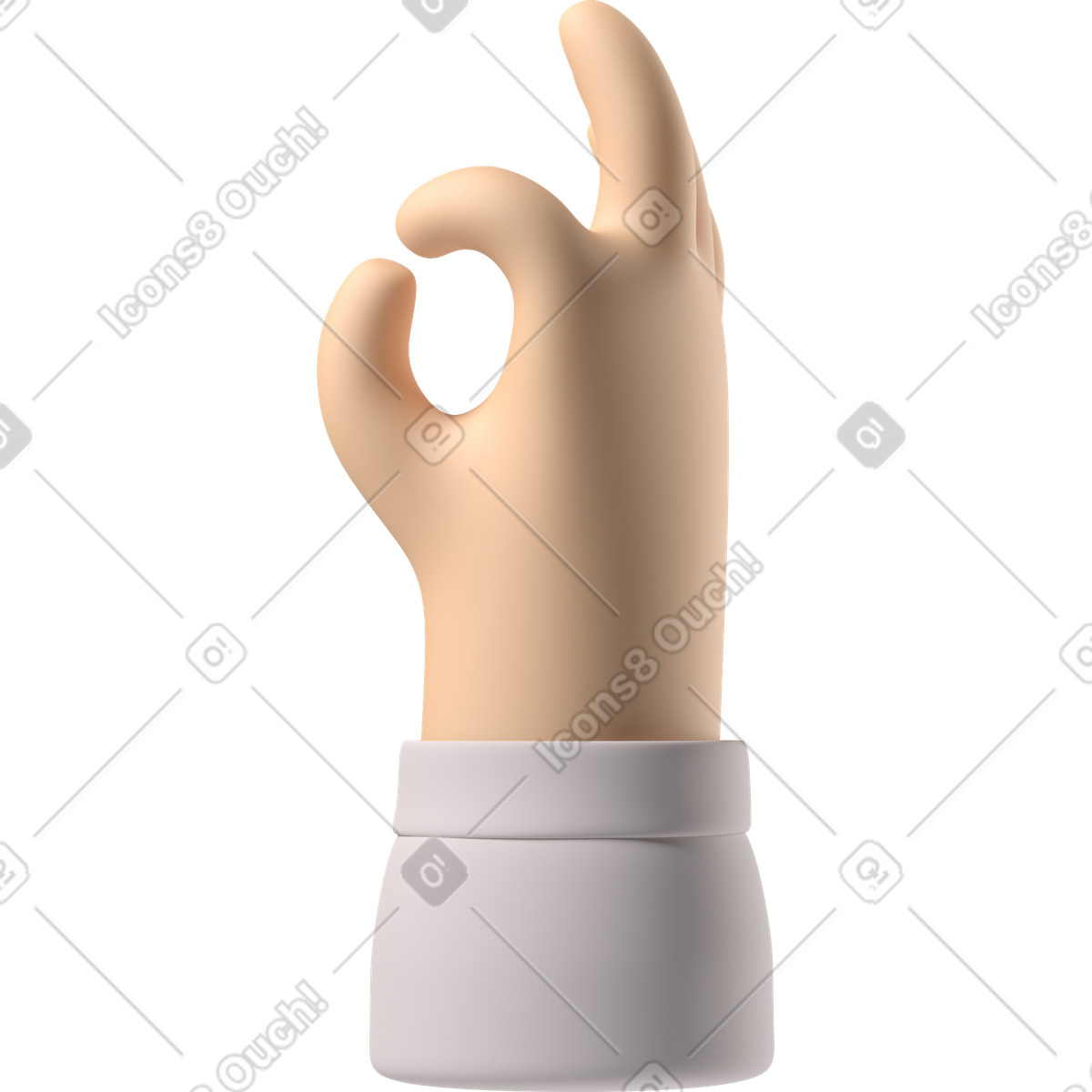 Blasse hauthand, die ok-zeichen zeigt-Illustration im 3D Hands Fun&Wild-Stil als Download in PNG, SVG