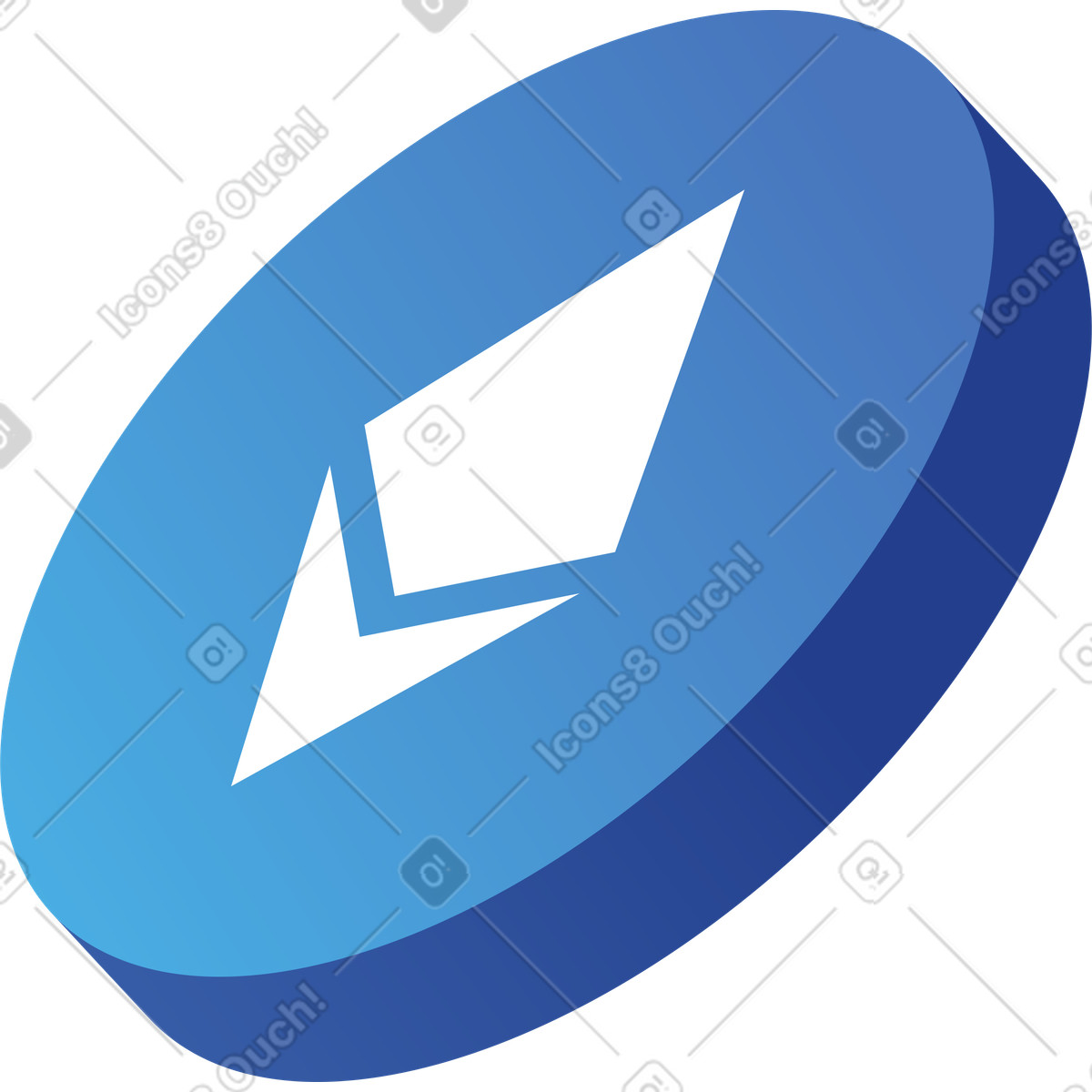 Blue ethereum token coin illustration in Quantum style download in PNG, SVG
