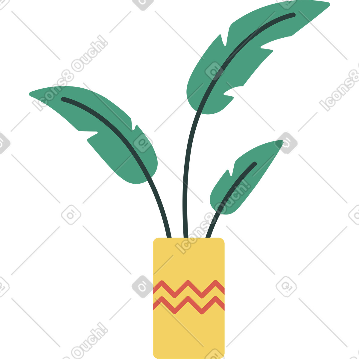 Palma in vaso illustrazione stile Macaroni scarica PNG, SVG