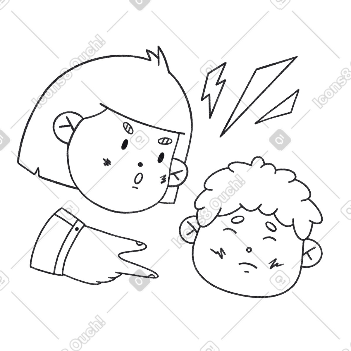 Ilustración Madre regañando a su hijo por mal comportamiento en estilo Bonbon Line descargar en PNG y SVG