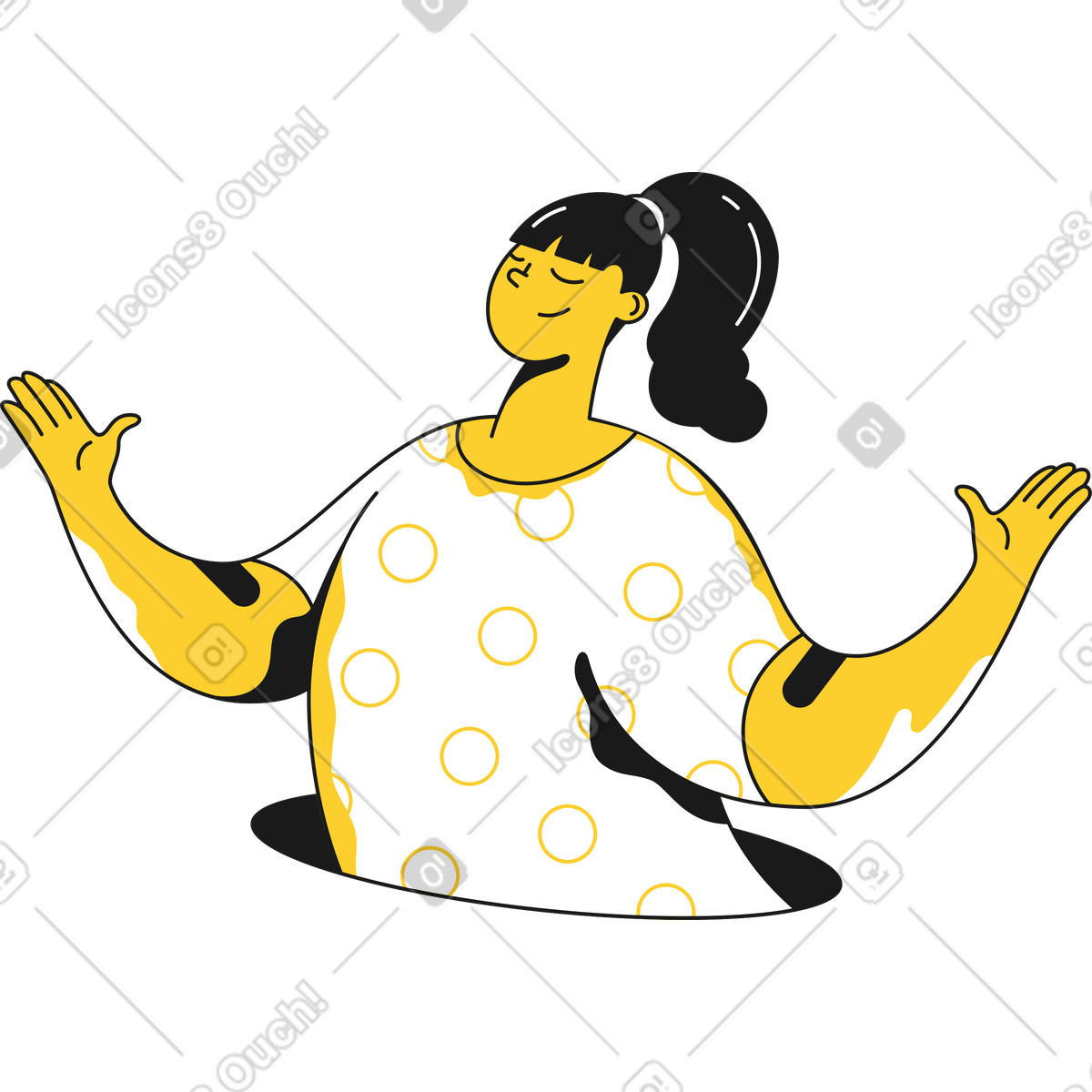 Ilustración Mujer extendió sus manos en estilo Taxi a descargar en PNG y SVG