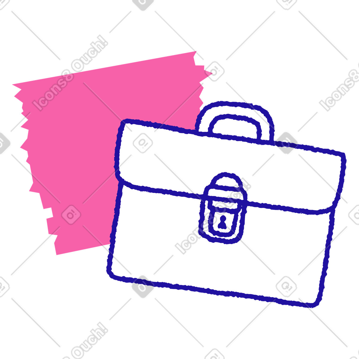 Briefcase with office paper illustration in Whimsy style download in PNG, SVG