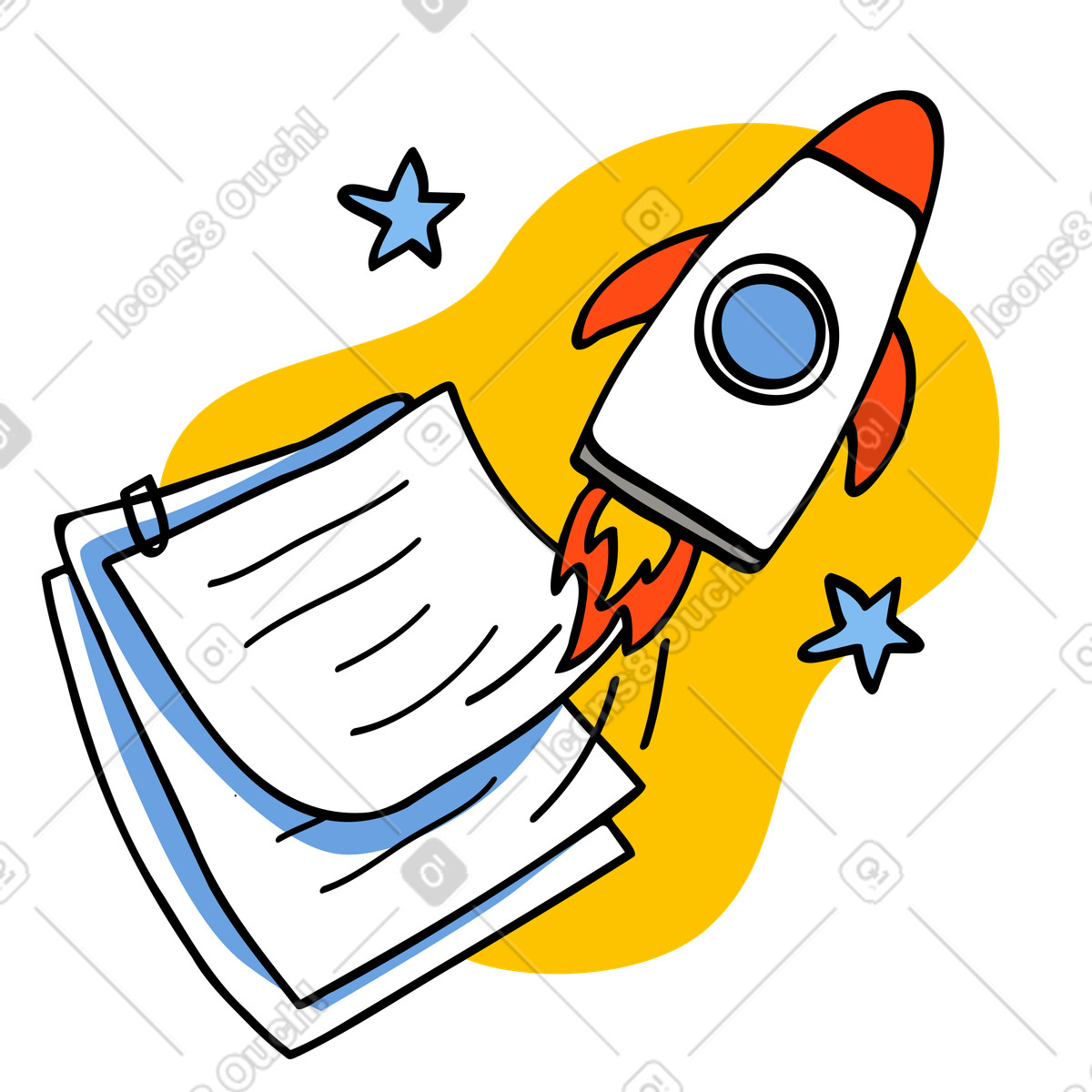 Business plan e lancio di una startup illustrazione in stile Comic scarica in PNG, SVG