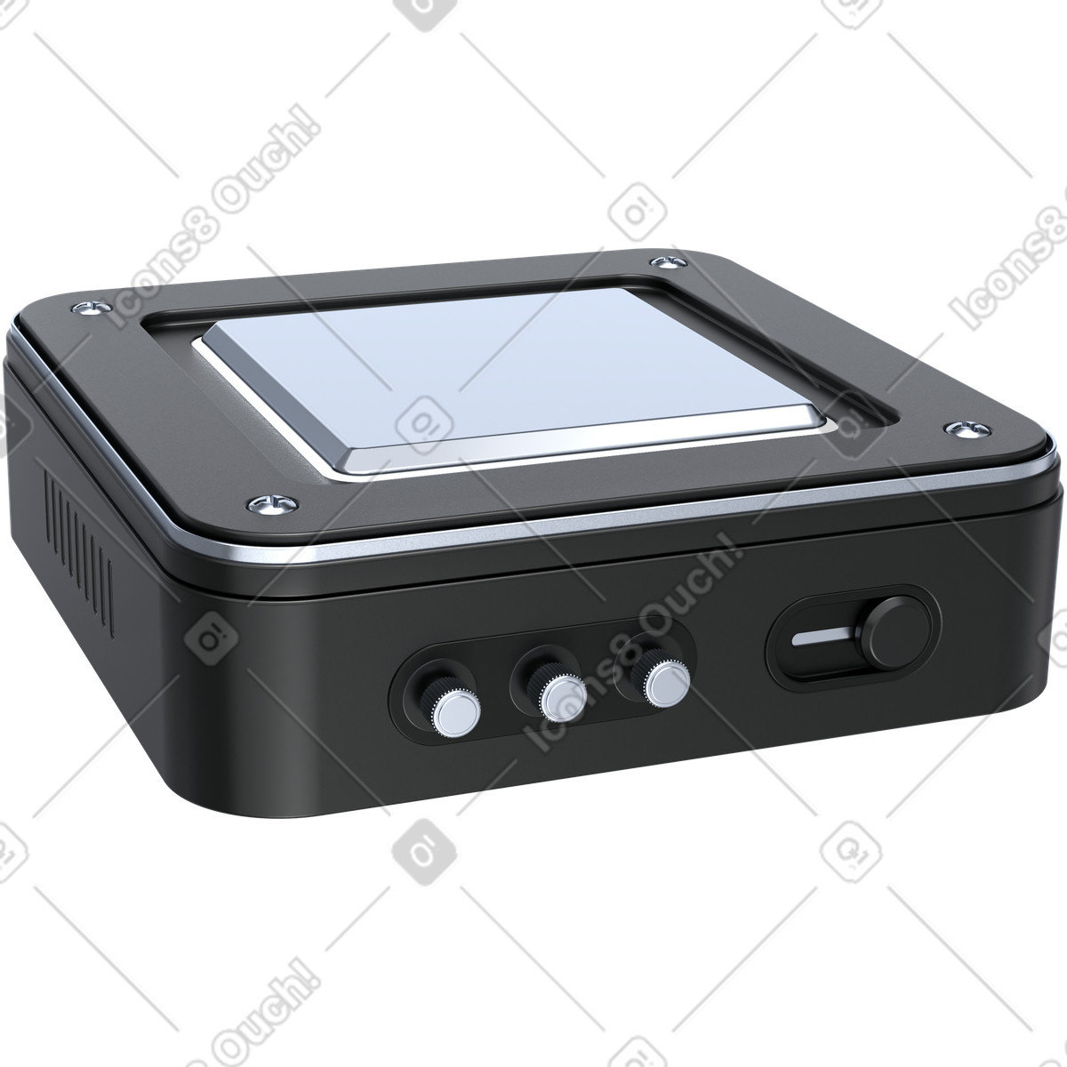 Edge computing desktop processing unit with control knobs illustration in 3D Pro style download in PNG, SVG