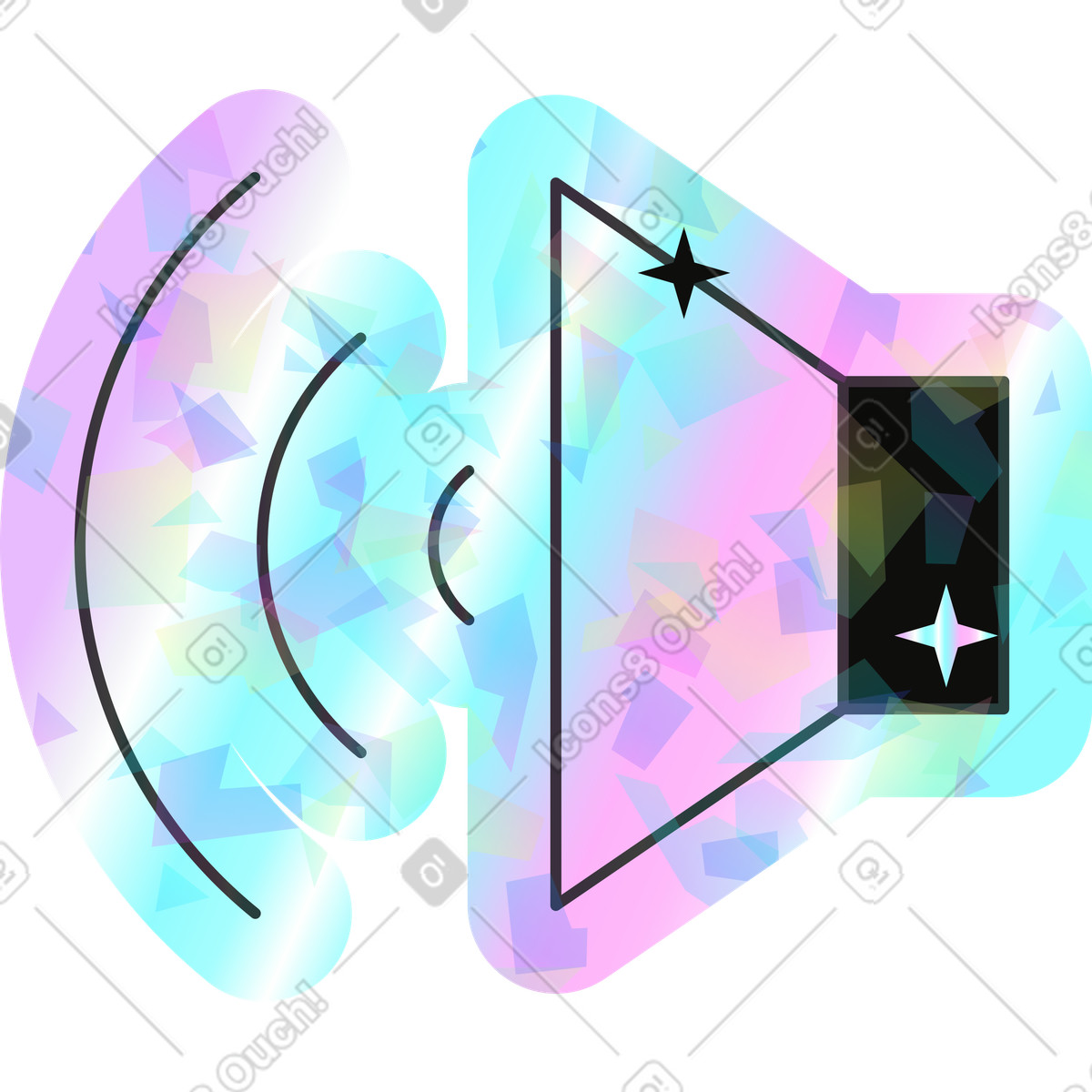 Klang-Illustration im Holostickers-Stil als Download in PNG, SVG