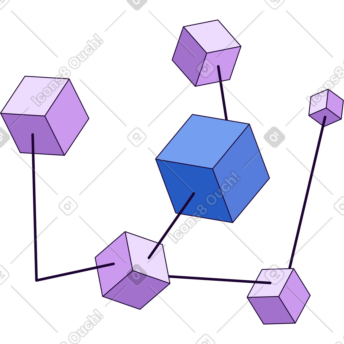 Blockchain scheme illustration in PNG, SVG