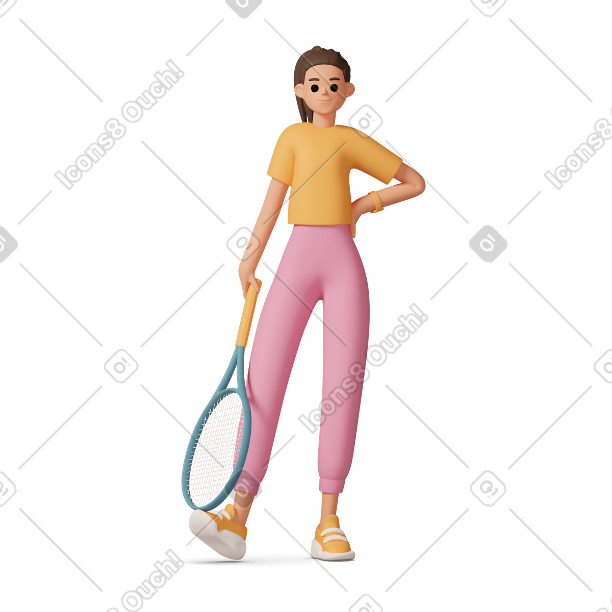 Tennis player illustration in 3D Casual life style download in PNG, SVG