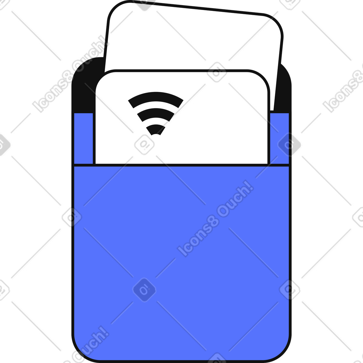 Illustration Cardholder with contactless payment cards stored securely in pocket sleeve dans le style Main à télécharger aux formats PNG, SVG