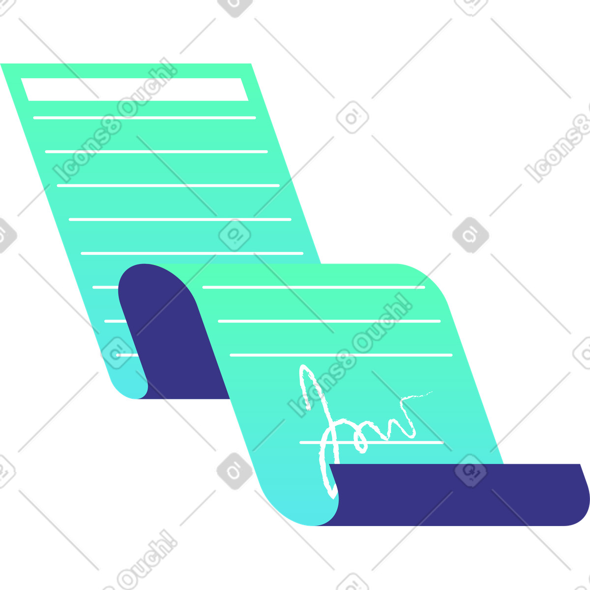 Illustration Contrat avec texte et signature dans le style Bright à télécharger aux formats PNG, SVG