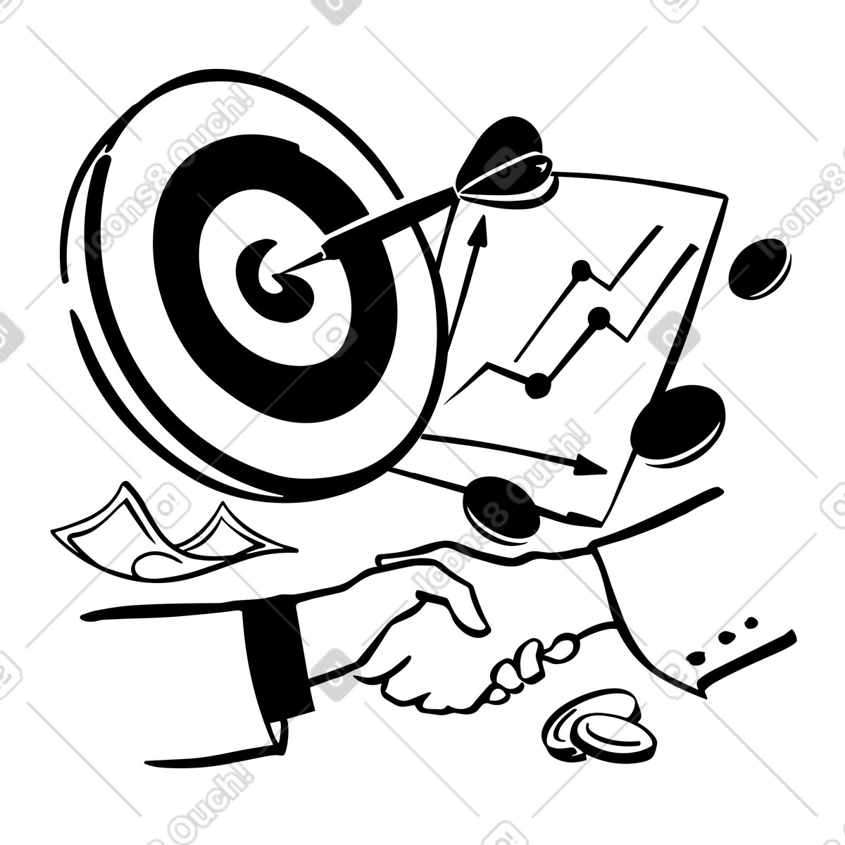 Executives closing deal with handshake, B2B partnership and business collaboration illustration in Line style download in PNG, SVG