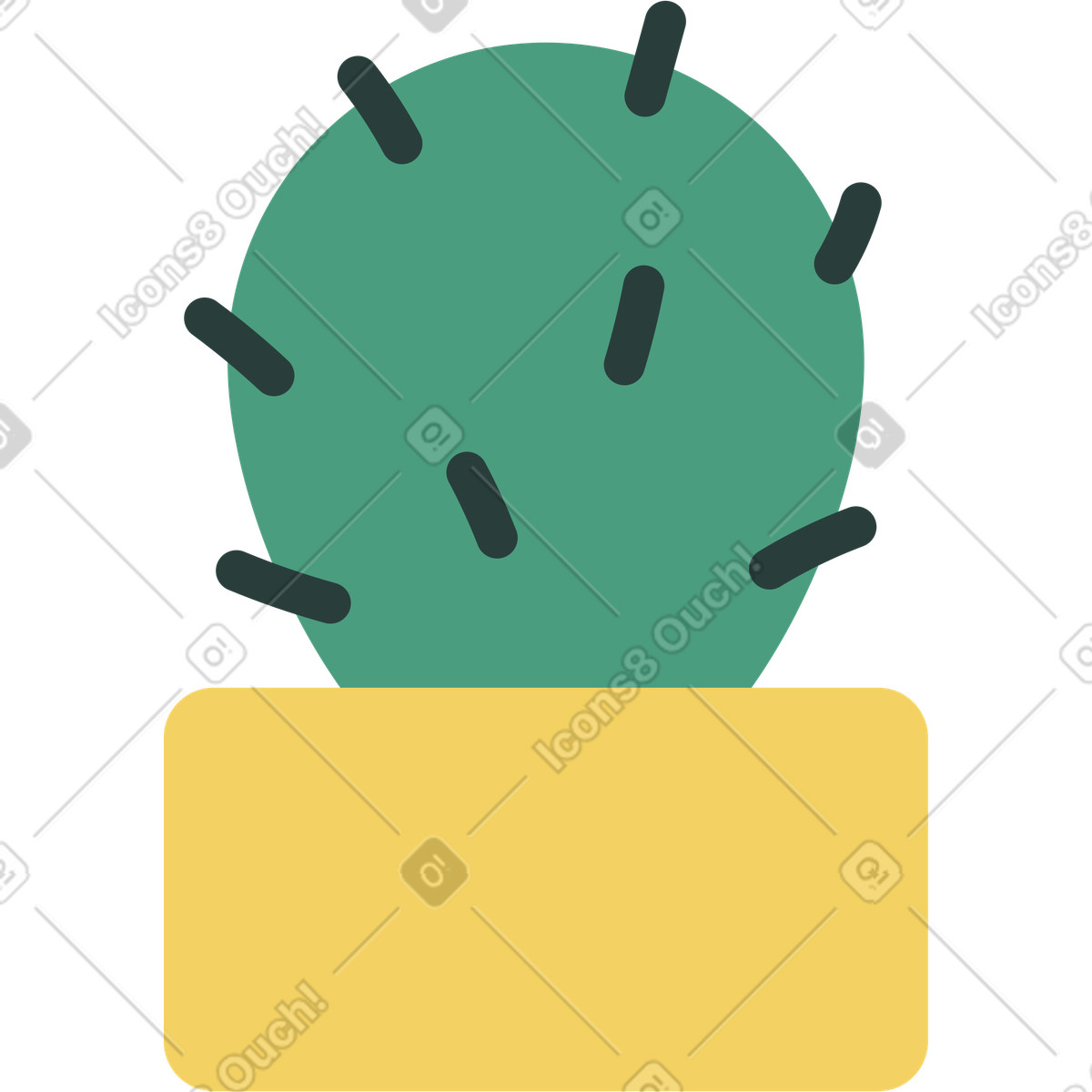 Cactus in vaso illustrazione stile Macaroni scarica PNG, SVG