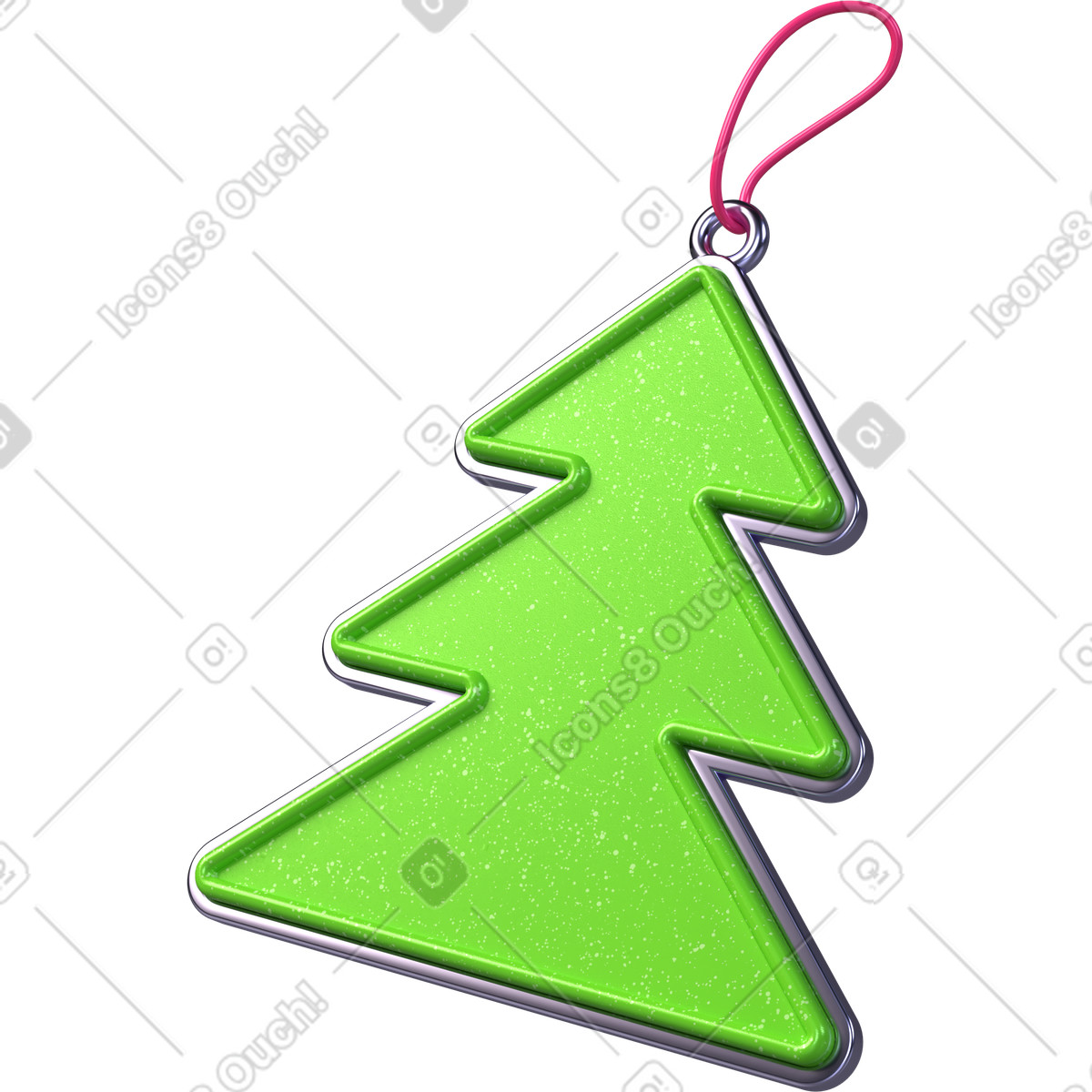 Ilustración Adorno navideño para árbol de navidad, icono festivo, decoración colgante verde en estilo 3D Boost a descargar en PNG y SVG