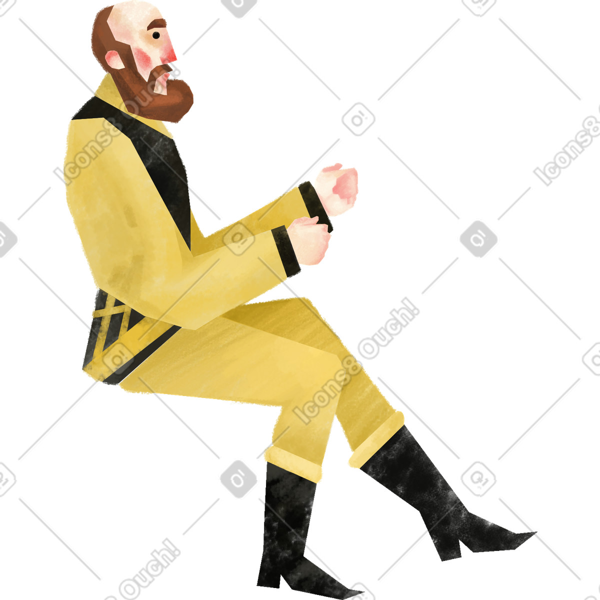 Ilustración Bearded person sitting sideways and holding something en estilo Family a descargar en PNG y SVG