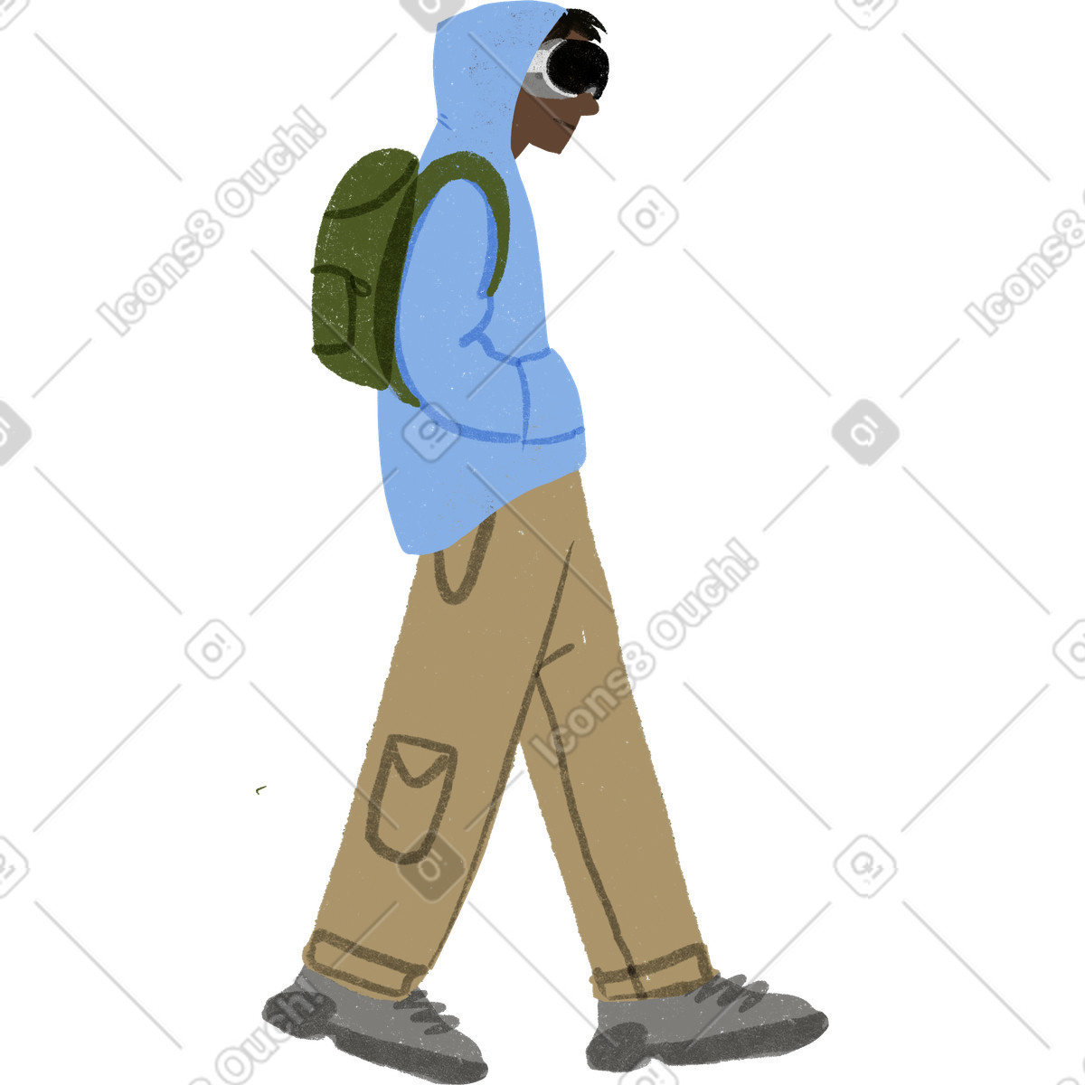 Public 스타일의 Man walking with vr glasses 일러스트레이션 PNG, SVG 다운로드