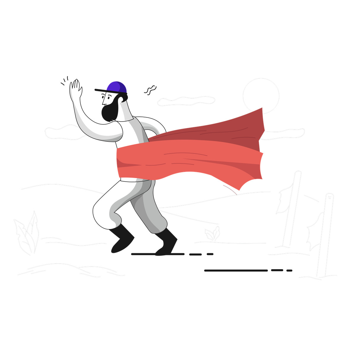 下载 Pixeltrue 风格的 Runner breaking red finish line tape 插画，支持 PNG、SVG 格式