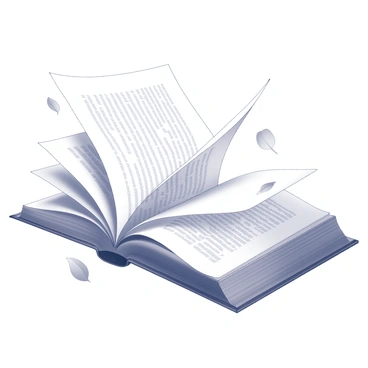An open book lies flat on a surface, its pages caught in a gentle breeze. The pages are lifted slightly at the corners, giving the appearance that they are fluttering. The book is positioned with its spine facing upward, and text is visible on the pages, suggesting content and meaning. Surrounding the book are subtle representations of nature, like leaves moving in the wind, reinforcing the theme of truthfulness as the pages turn with a sense of freedom and openness.