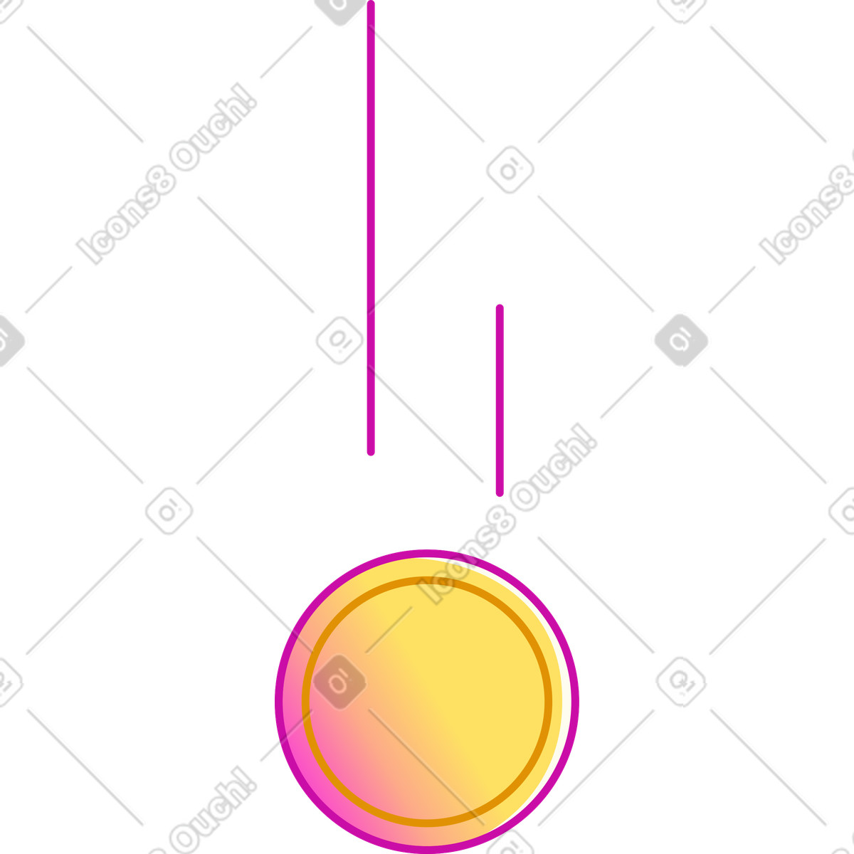 Ilustración Moneda cayendo en estilo Rainbow a descargar en PNG y SVG