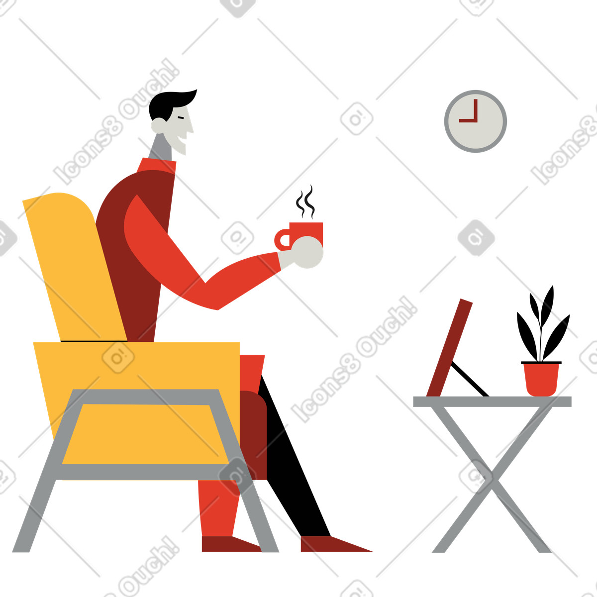 Auf dich wartend-Illustration im Burgundy-Stil als Download in PNG, SVG