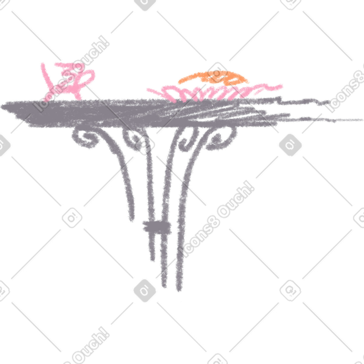 Ilustración Outdoor table with cup and plate en estilo Sketchbook a descargar en PNG y SVG