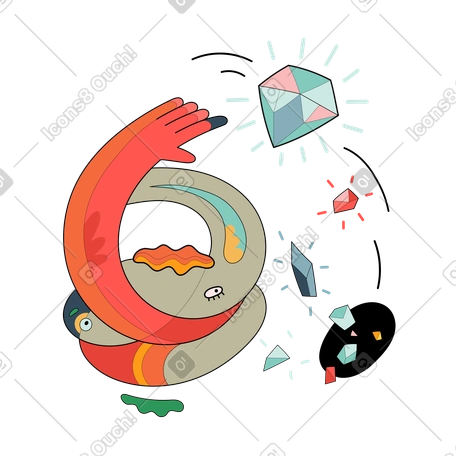 Creature paying with gemstones and jewels PNG, SVG