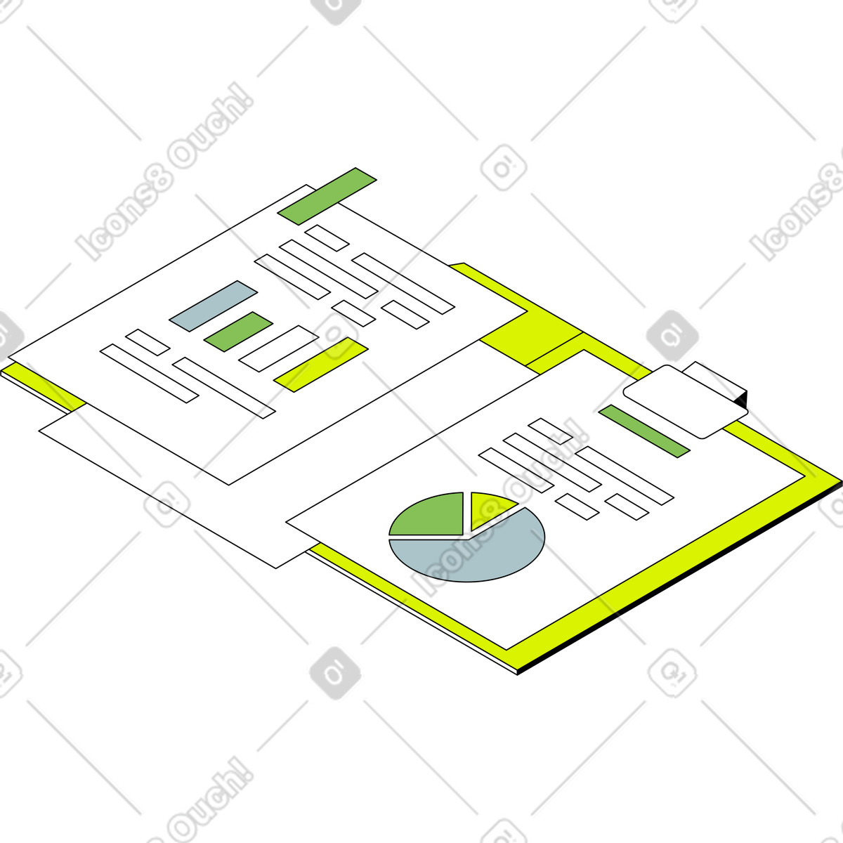Isometric 스타일의 재무 분석 폴더 일러스트레이션 PNG, SVG 다운로드