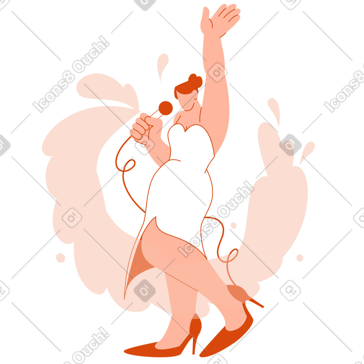Musician performing on stage, Concert or musical show illustration in Orange style download in PNG, SVG