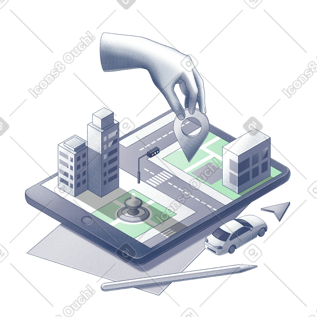 Ilustração de Geolocation and mapping technology em no estilo Haze para baixar em PNG, SVG