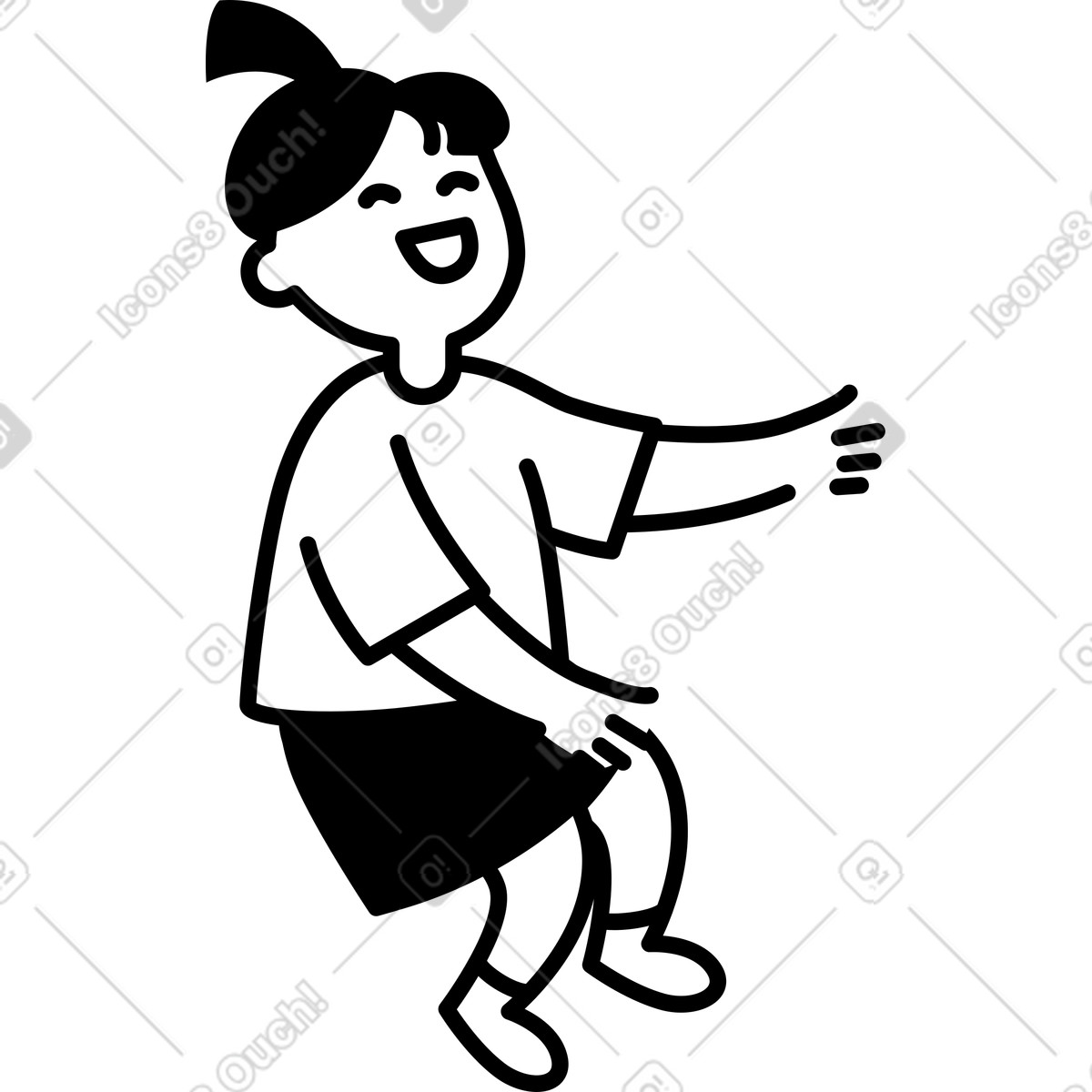 下载 Notion Line Art 风格的 Girl laughing with ponytail hair and open mouth expression 插画，支持 PNG、SVG 格式