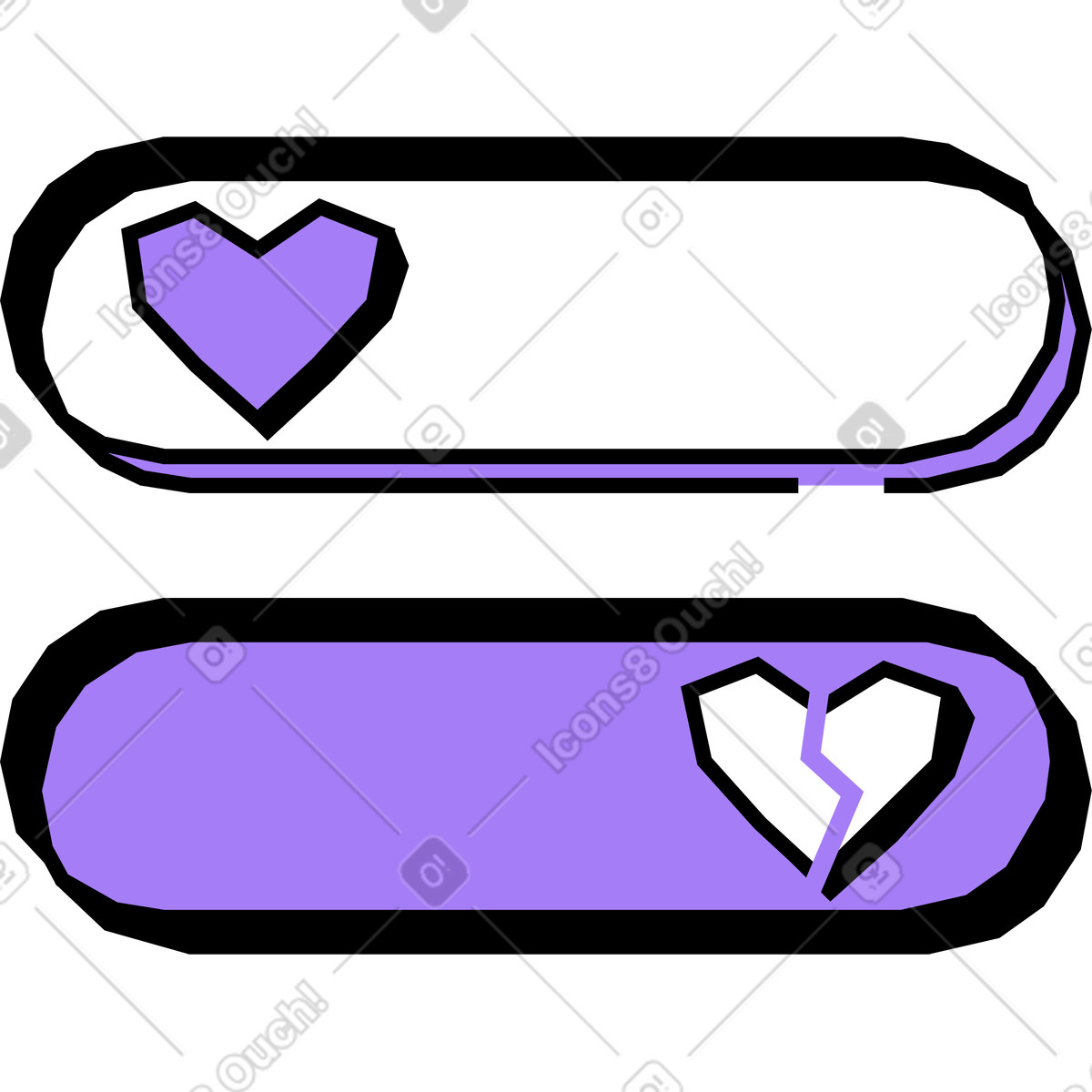 Toggle buttons illustration in Amethyst style download in PNG, SVG