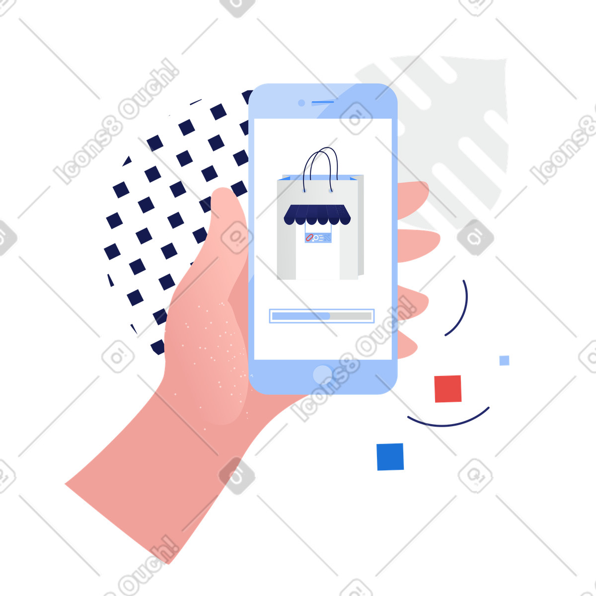 Ilustração de App compras online em no estilo Clip para baixar em PNG, SVG