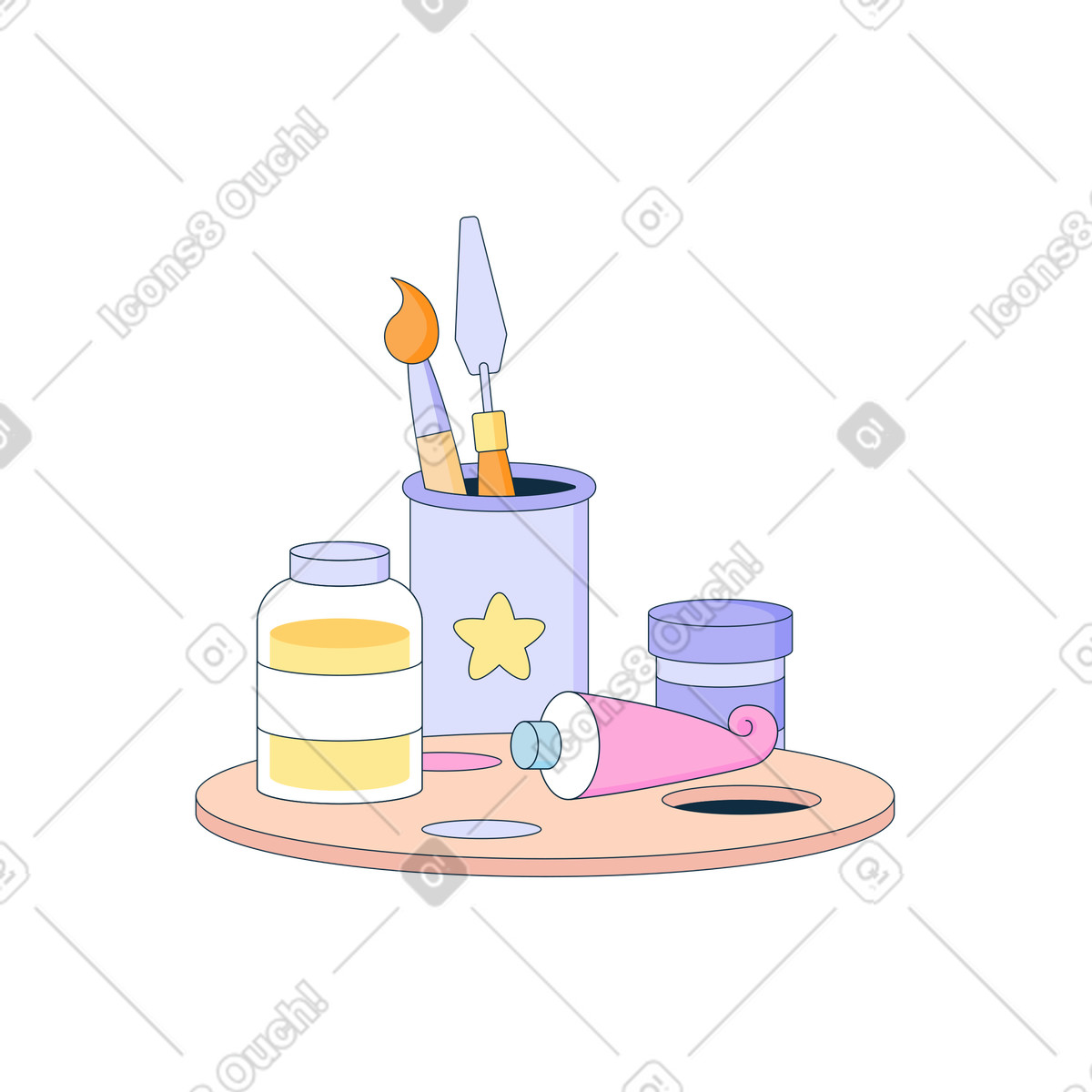 Ilustração de Paleta com ferramentas de pintura e desenho em PNG e SVG