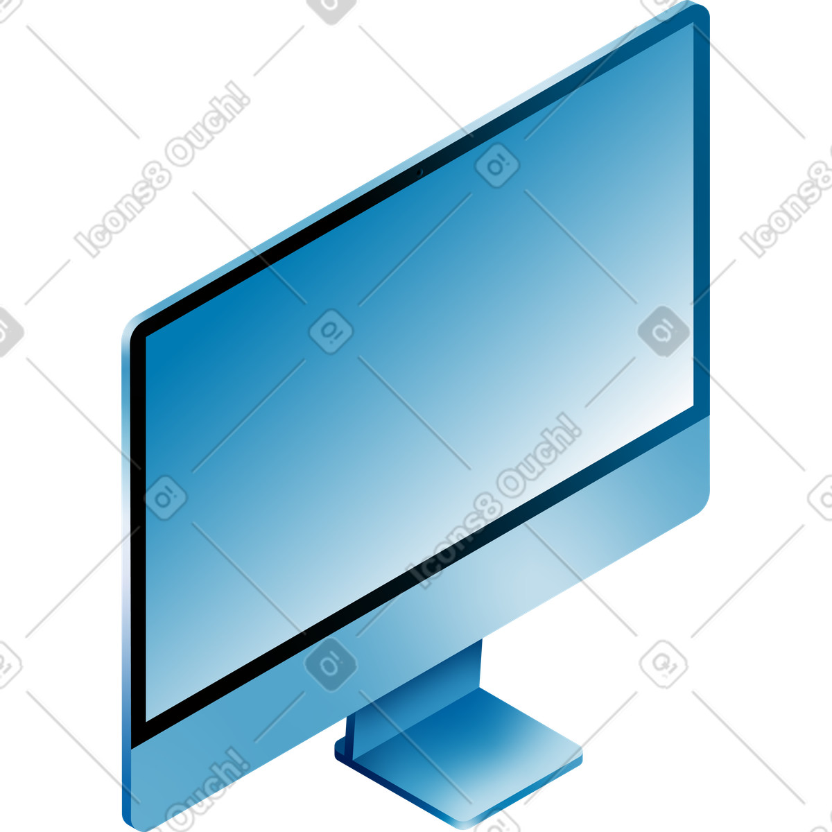 Isometric blue imac monitor  illustration in PNG, SVG