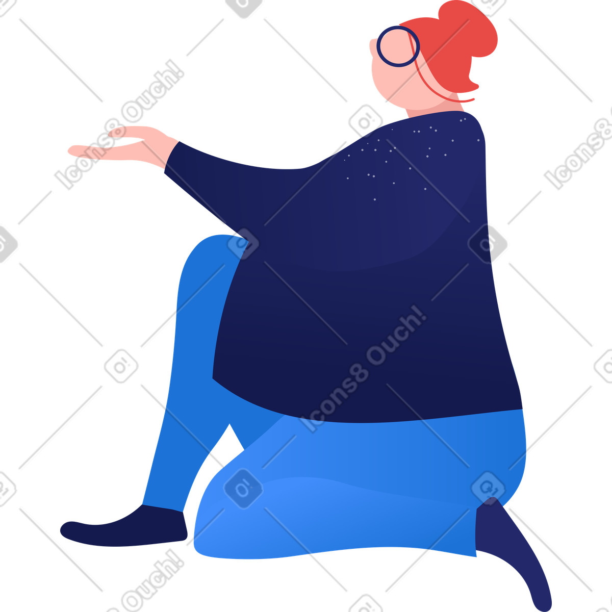 Dicke frau sitzt-Illustration im Clip-Stil als Download in PNG, SVG