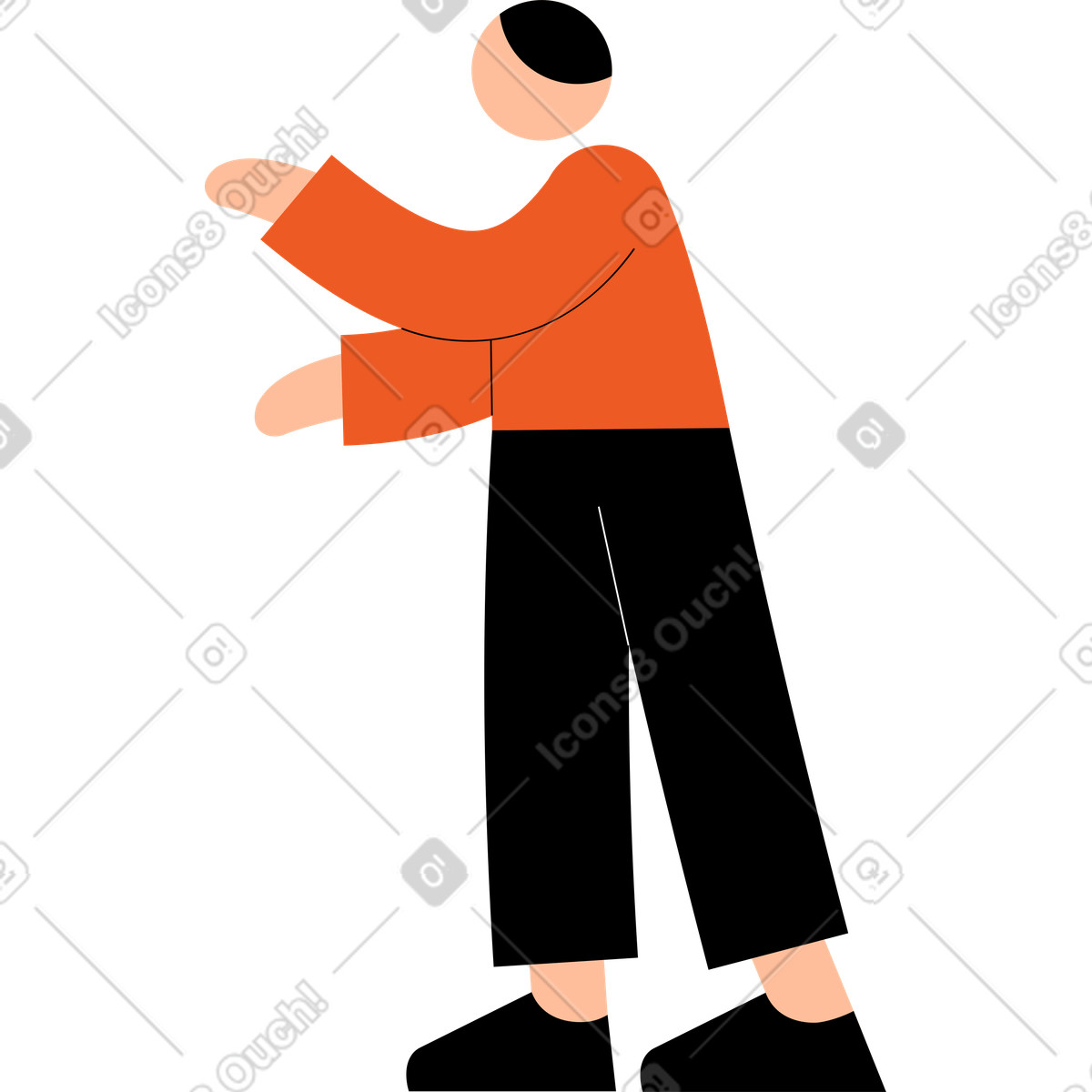 Young man bending down illustration in Tiny style download in PNG, SVG