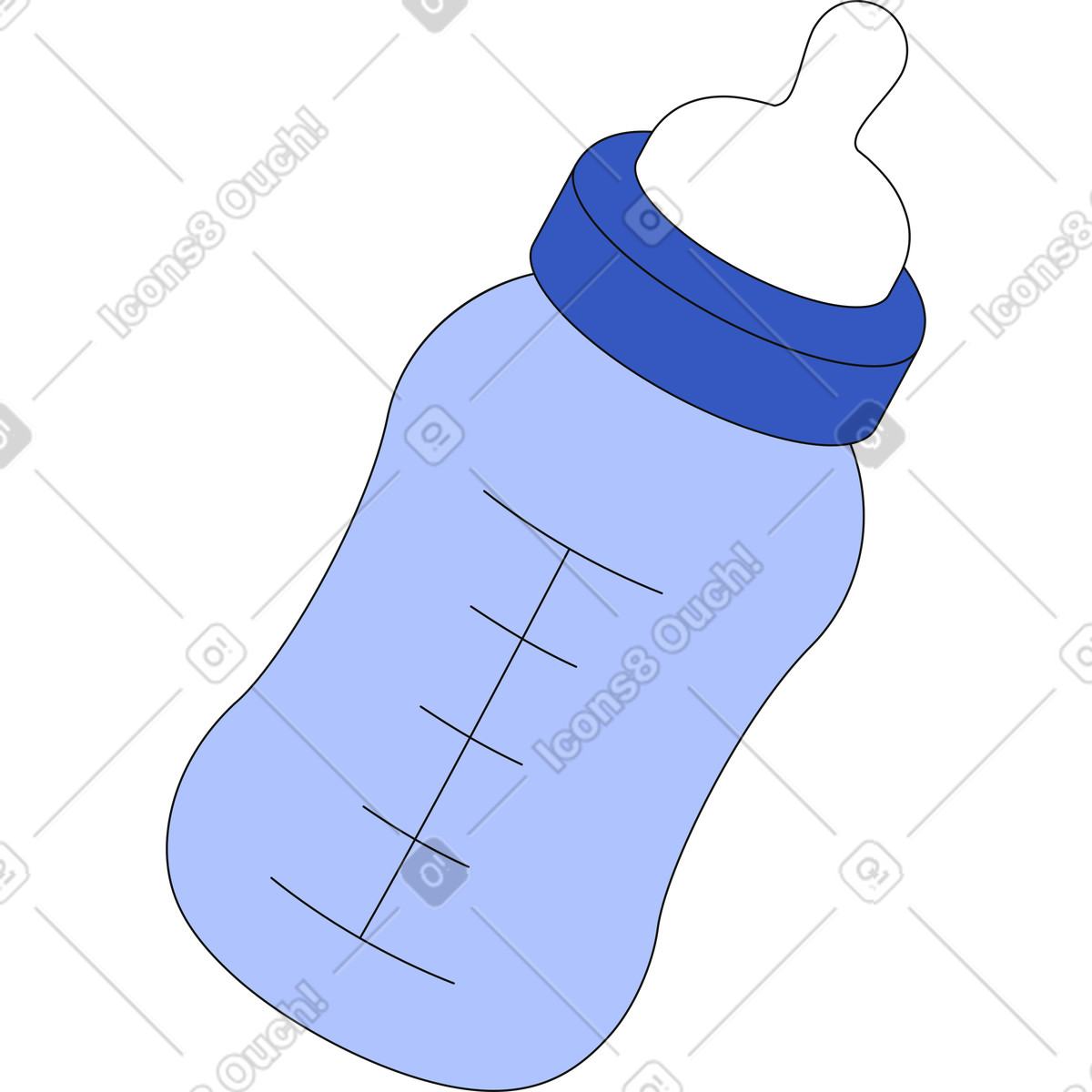 Babyflasche-Illustration im Techny-Stil als Download in PNG, SVG