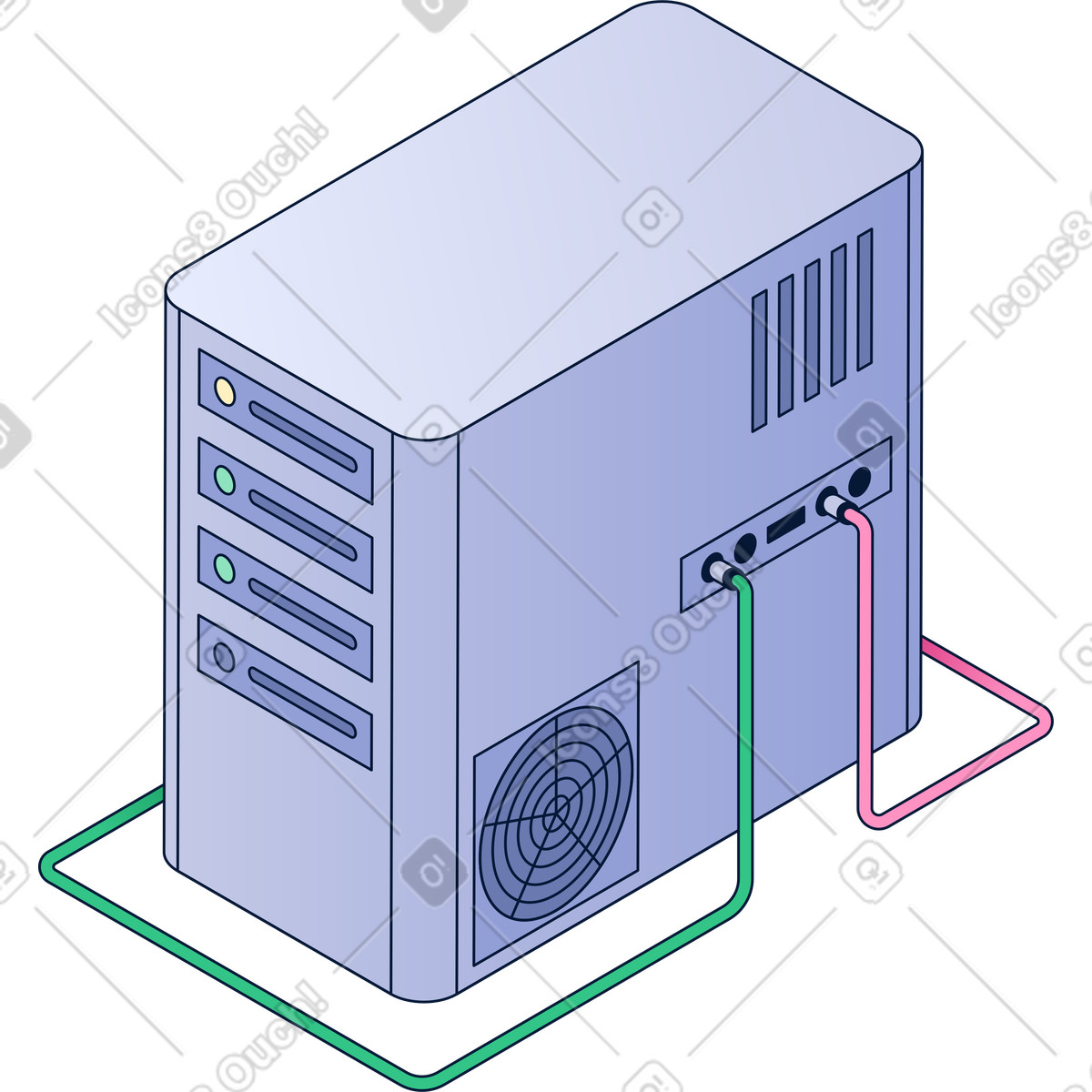 Server with wires illustration in Neat style download in PNG, SVG