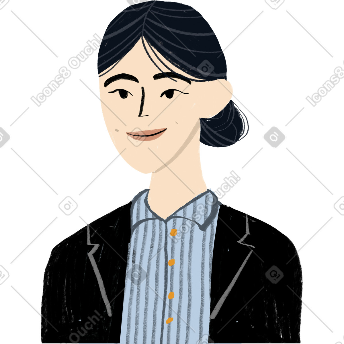 Ilustração de Woman in a black jacket em no estilo Lumiere para baixar em PNG, SVG