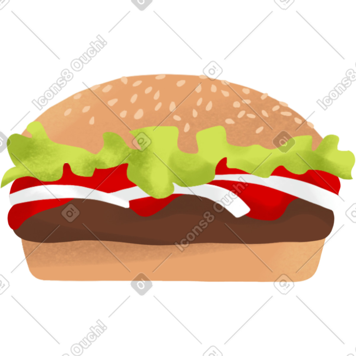 Hamburger with a cutlet illustrazione in stile Shine scarica in PNG, SVG