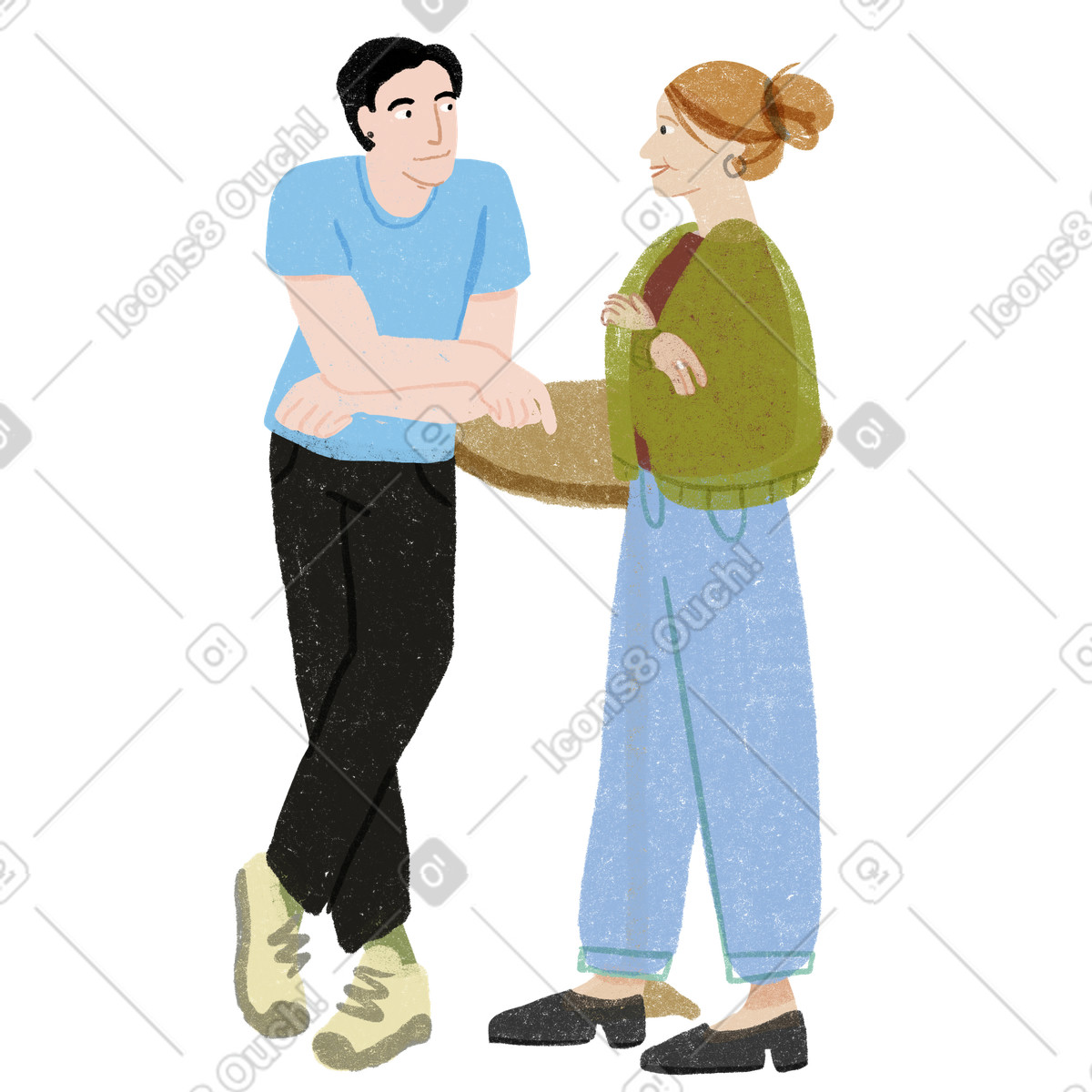 Man and woman talking in a cafe illustration Public style download PNG, SVG