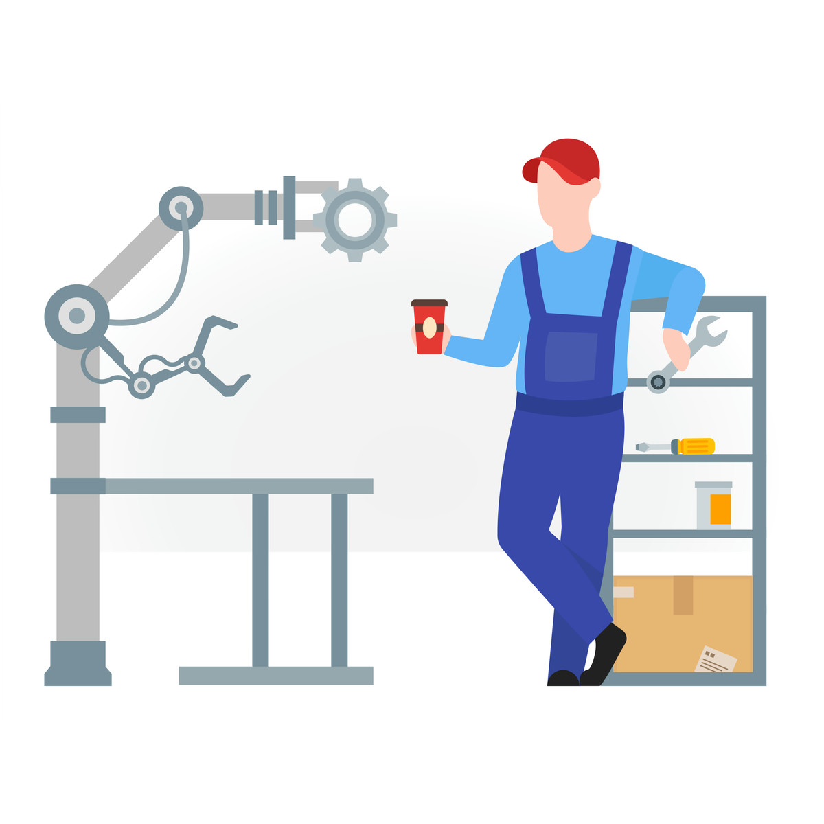 Fogg 스타일의 Mechanic takes break 일러스트레이션 PNG, SVG 다운로드
